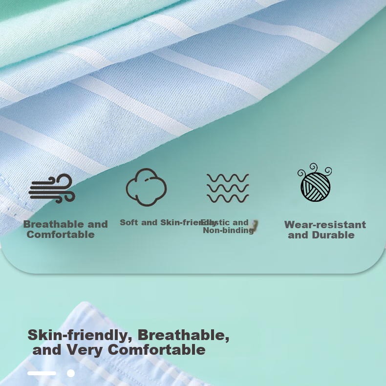 Freedom Series 100% Cotton Boys' Underwear Pure Cotton Class A Children's Boys' Full Cotton Boxer Shorts Mid to Large Boys' Trunks 2
