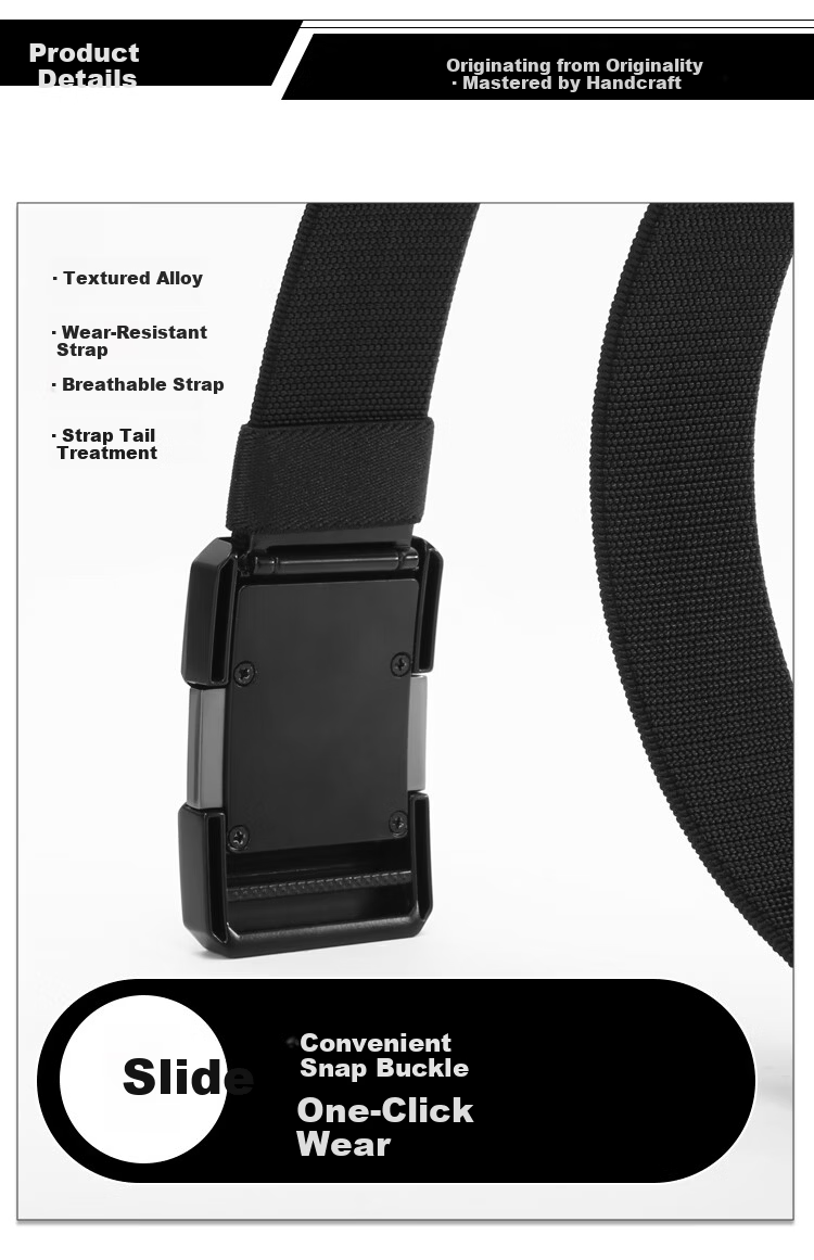 Gugeti Men's Leather Belt Casual Pants Elastic Waistband Outdoor Military Training Woven Stretch Tactical Belt Quick-Release Buckle Birthday Gift 4