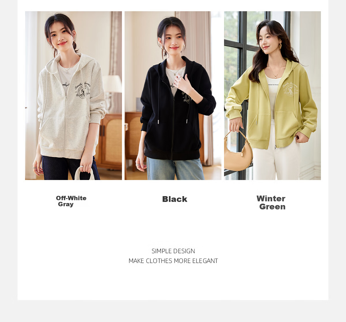 PinCai Women's Thick Solid Color Dog Print Coat Stylish Versatile Thickened Hooded Cardigan Top P44D006 4