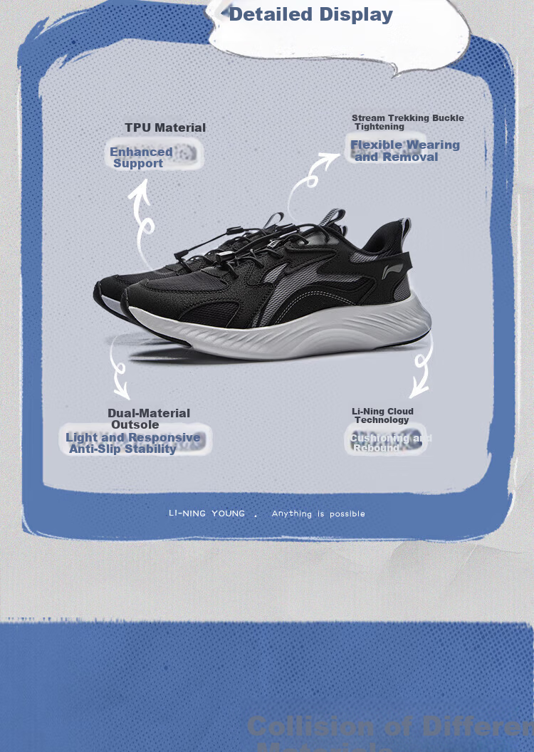 LI-NING Kids Lingyue Running Shoes Boys Girls Summer Breathable Shock Absorption Rebound Soft Lightweight Sports Shoes 3