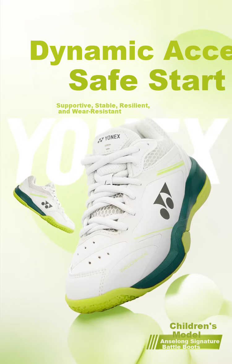 YONEX Yonex Badminton Shoes Youth Kids Non-slip Wear-resistant Sports Shoes SHBVAJREX Gray Beige Size 35 1