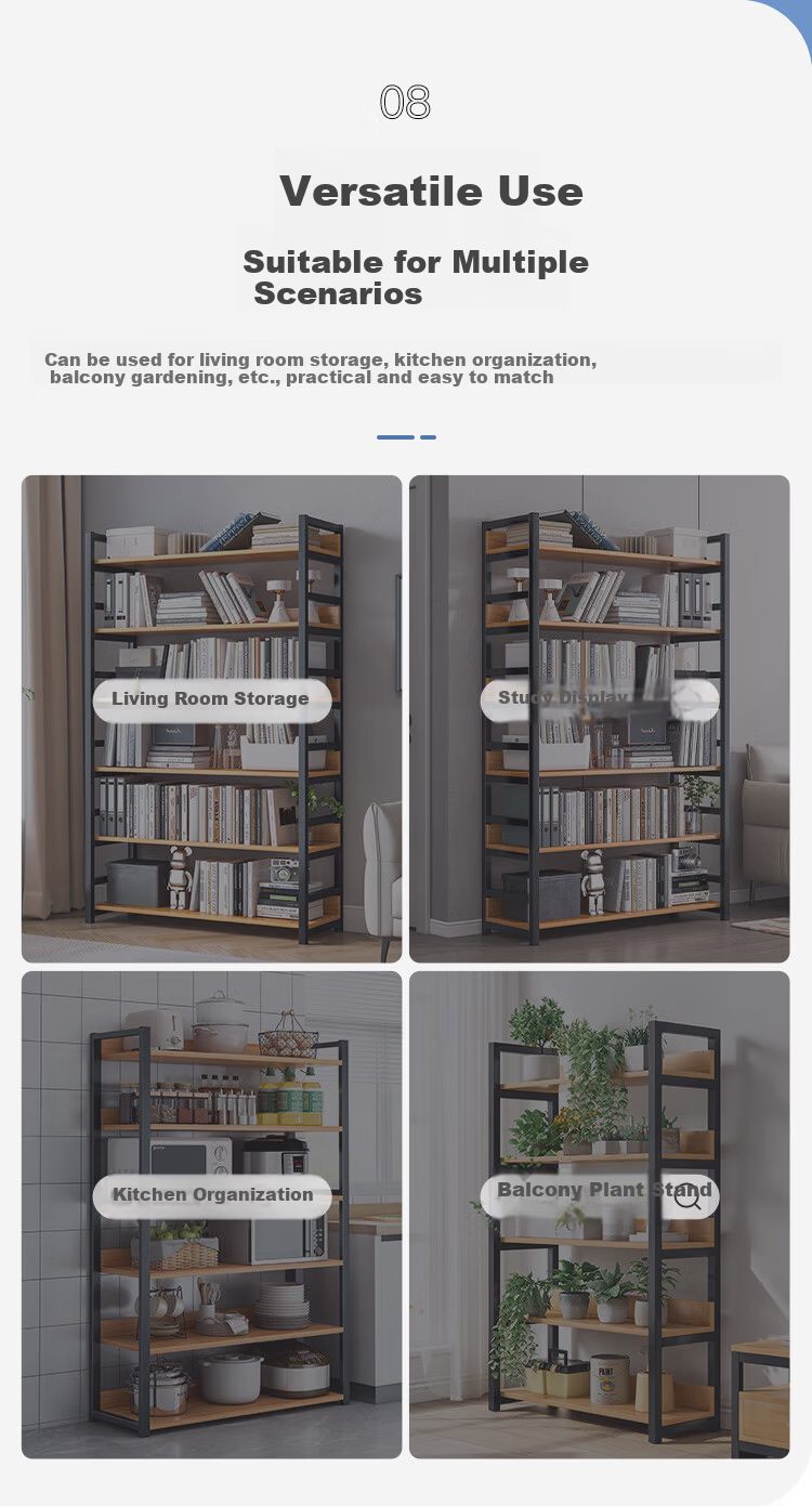 MSFE Steel Bookshelf Storage Rack Floor-standing Wall-mounted Multi-layer Display Shelf Six-tier 80*32*190cm 10