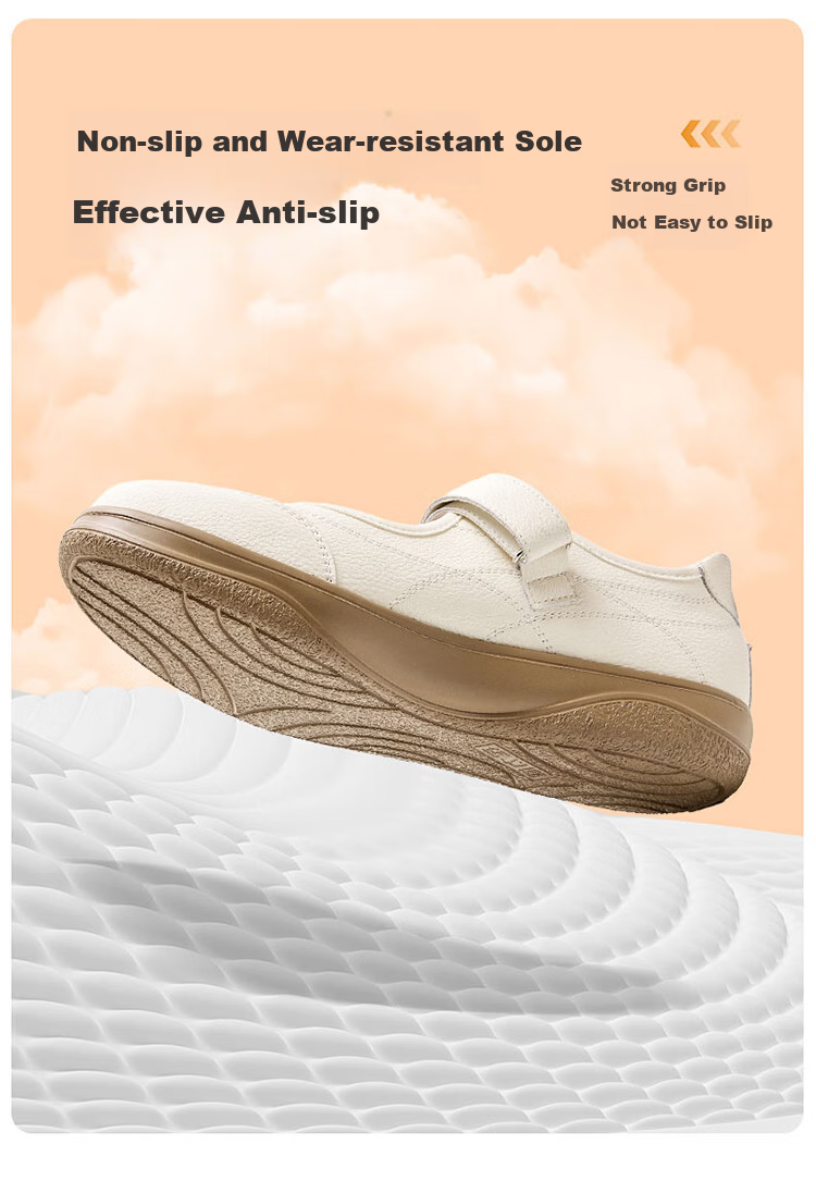 Zulijian Elderly Shoes Spring Summer Women's Leather Soft Sole Loafers Slip-On Single Strap Non-Slip Mom Shoes Nurse Shoes 10