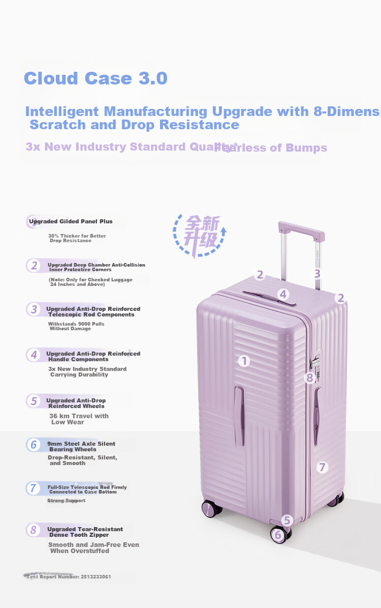 Kala Sheep Cloud Box 3.0 Pro Large Capacity Cube Luggage Travel Trolley Suitcase 30 Inch for Study Abroad 10
