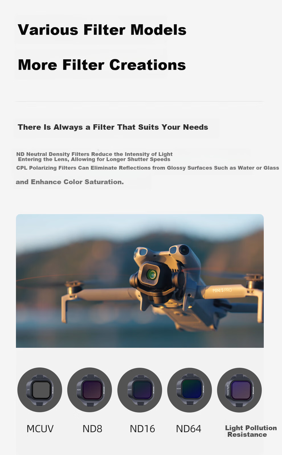 Kase DJI Mini 5 Pro Drone Camera Filter CPL Polarizer Lens for Aerial Photography 7