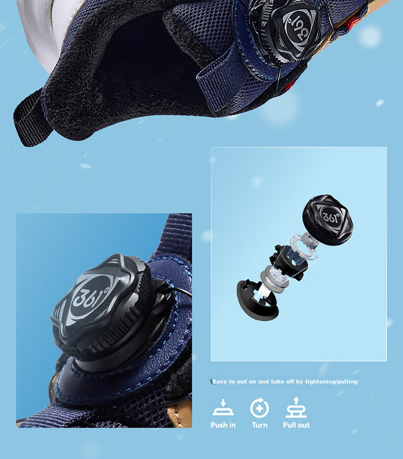 361° Kids Winter Cotton Shoes 25 2022 Boys Girls Fleece Warm Durable Non-slip Knob Sports Running Shoes Black Size 34 10