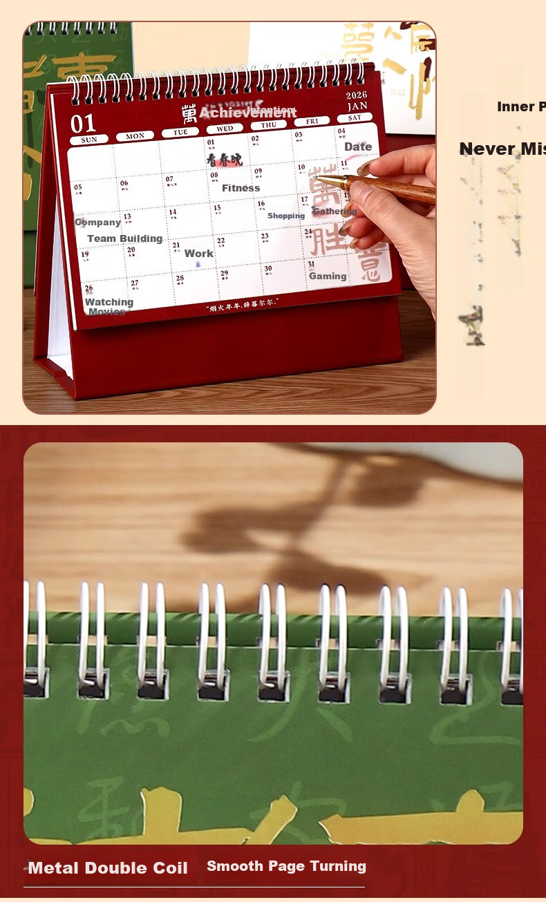 Mulei 2026 New Year Chinese Style Desk Calendar Custom Creative Horizontal Calendar Horse Year Special Edition Printing Advertising 7