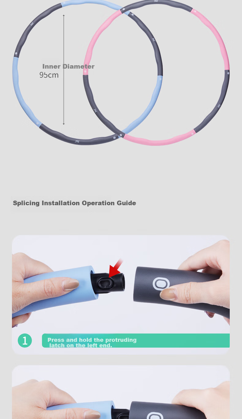 361° Detachable Hula Hoop Home Fitness Shaping Hip Lift Abdomen Toning Aerobic Exercise Tool Blue Gray 2