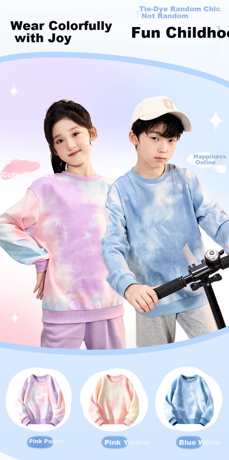 TonLion Girls Tie-Dye Sweatshirt Spring and Autumn Thin Printed Crewneck Sweatshirt for Older Kids New Pink Purple 160 6
