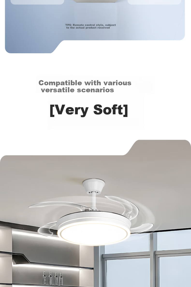 Kuka Invisible Ceiling Fan Light for Living Room and Dining Room Silent Fan Lamp with Rod - Three Colors [Installation Included] 16