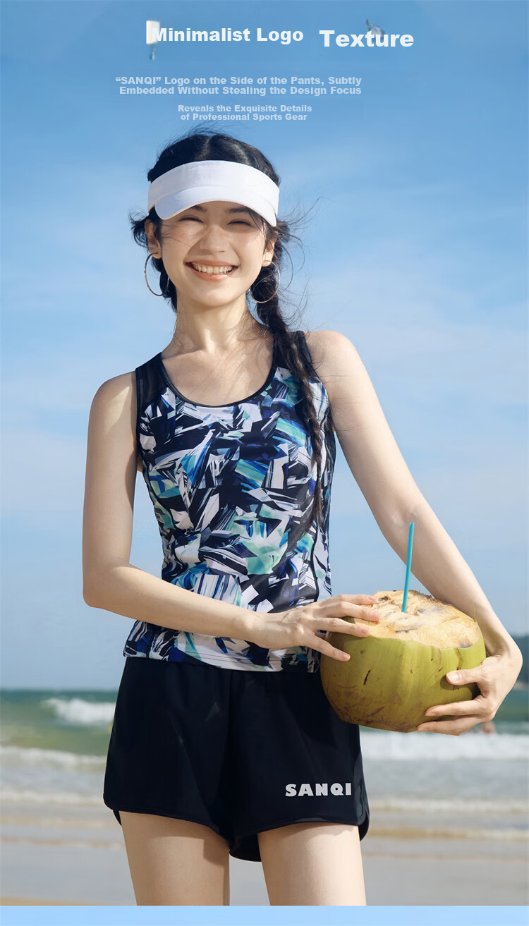 Sanqi Conservative Two-Piece Swimsuit for Women Sleeveless Tankini and Boyshorts Plus Size 2XL Slimming Swimwear for Hot Springs and Vacation 7