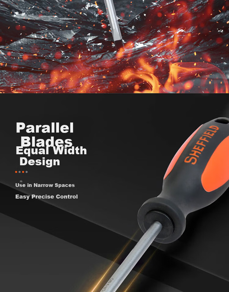 SHEFFIELD Dual-Color Handle Parallel Flathead Screwdriver 2.0×50mm S056401 6