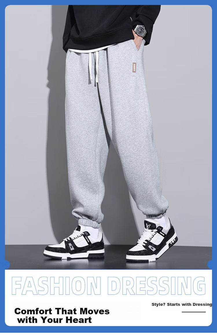 I'M DAVID Men's Casual Loose Fit Sports Pants Korean Style Heavyweight Fashion Jogger Pants Simple Versatile Trousers for Men 1