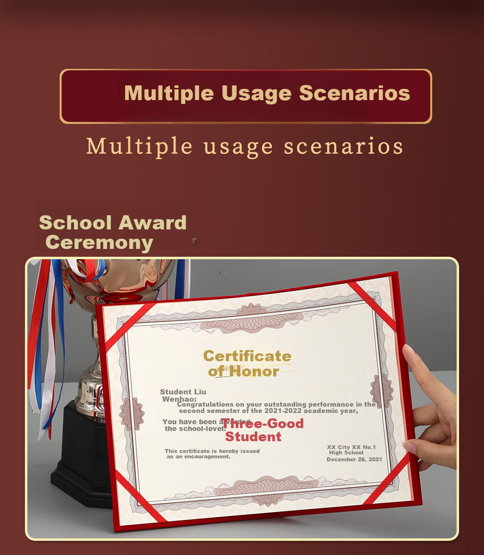 Longe 【10-Pack】Honor Certificate Award Certificate Outstanding Employee Award Red Cover High-Grade Gold Stamping Material 10