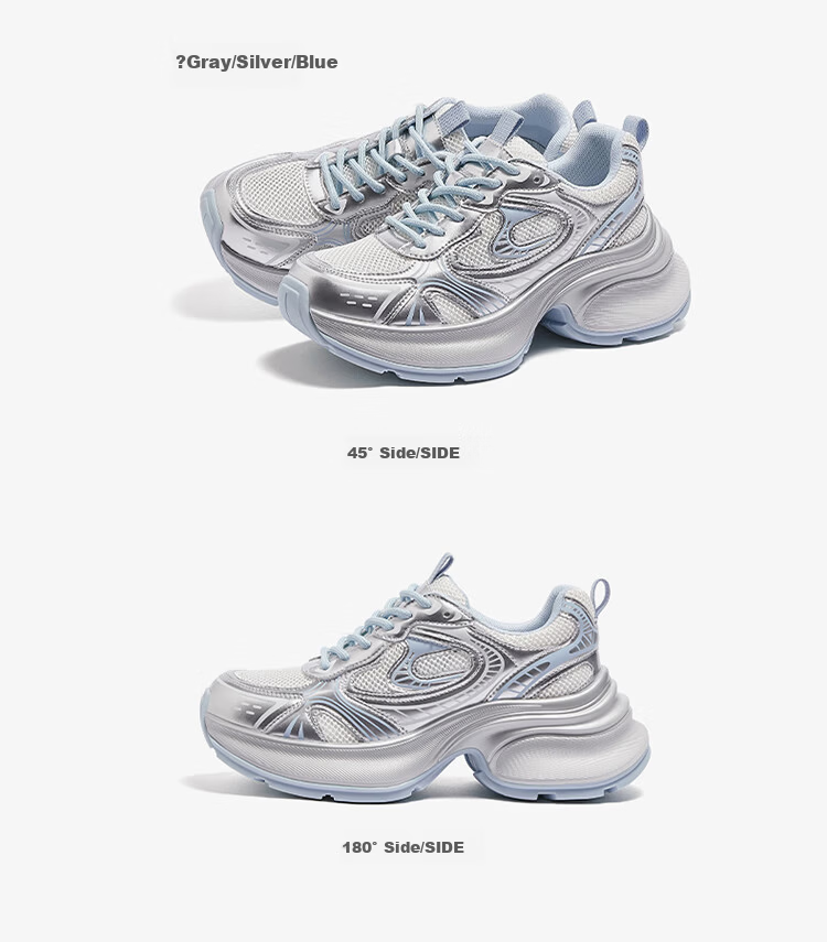 CAMEL Yinyi Women's Silver Dad Sneakers Thick Sole Casual Shoes L25S577144W Beige/Gray (Mesh) Size 40 22