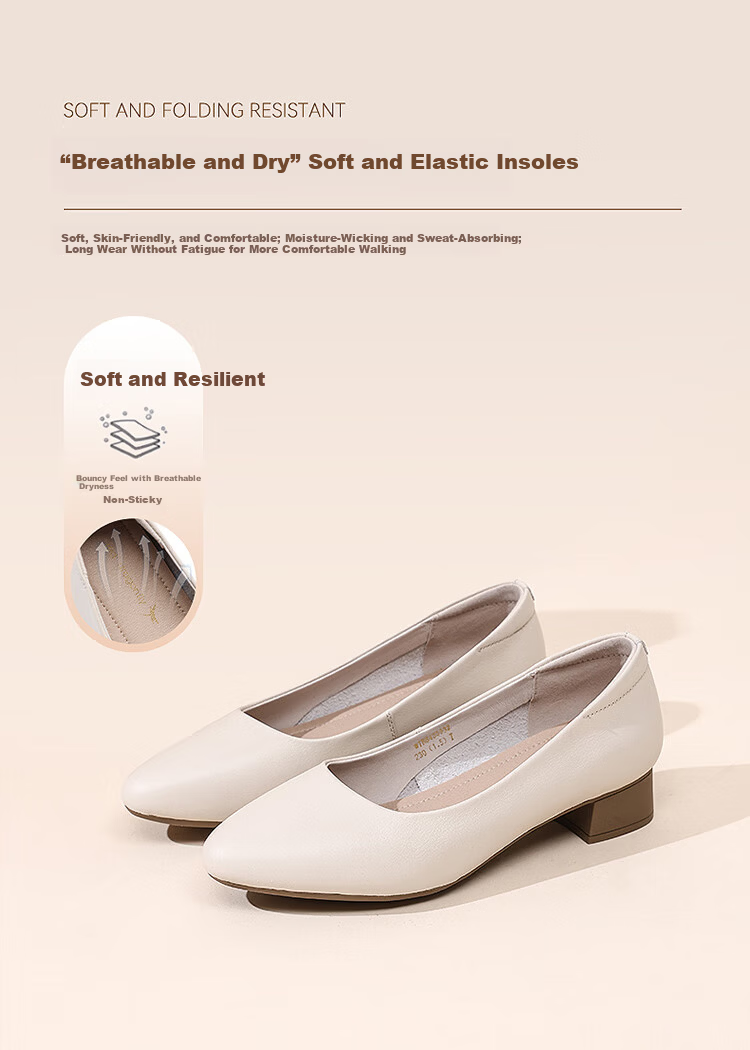 Red Dragonfly Women's Slip-On Soft Sole Leather Casual Shoes Lightweight Commuter Mom Shoes WTB435932 Beige Size 38 3