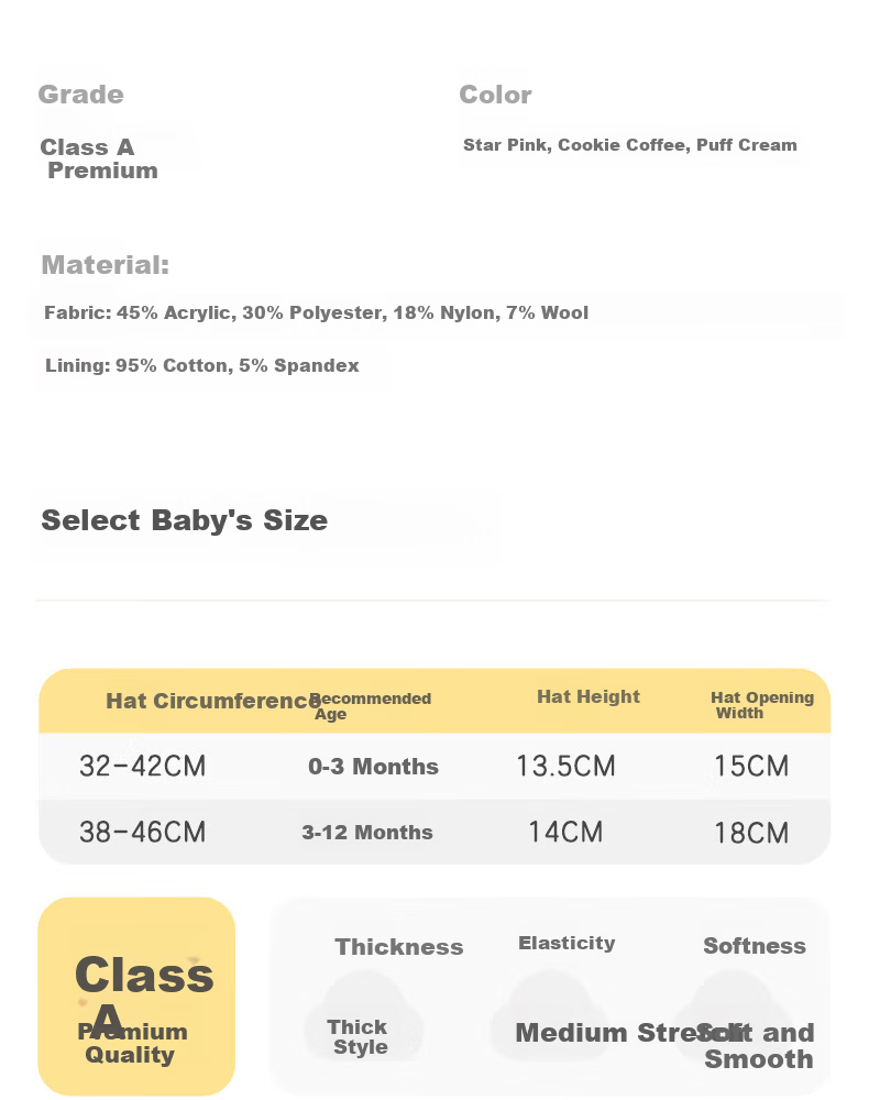 October Crystal Baby Hat Fontanelle Cap Autumn Winter Wool Blend Newborn Infant Cap Unisex 0-3-6 Months 5