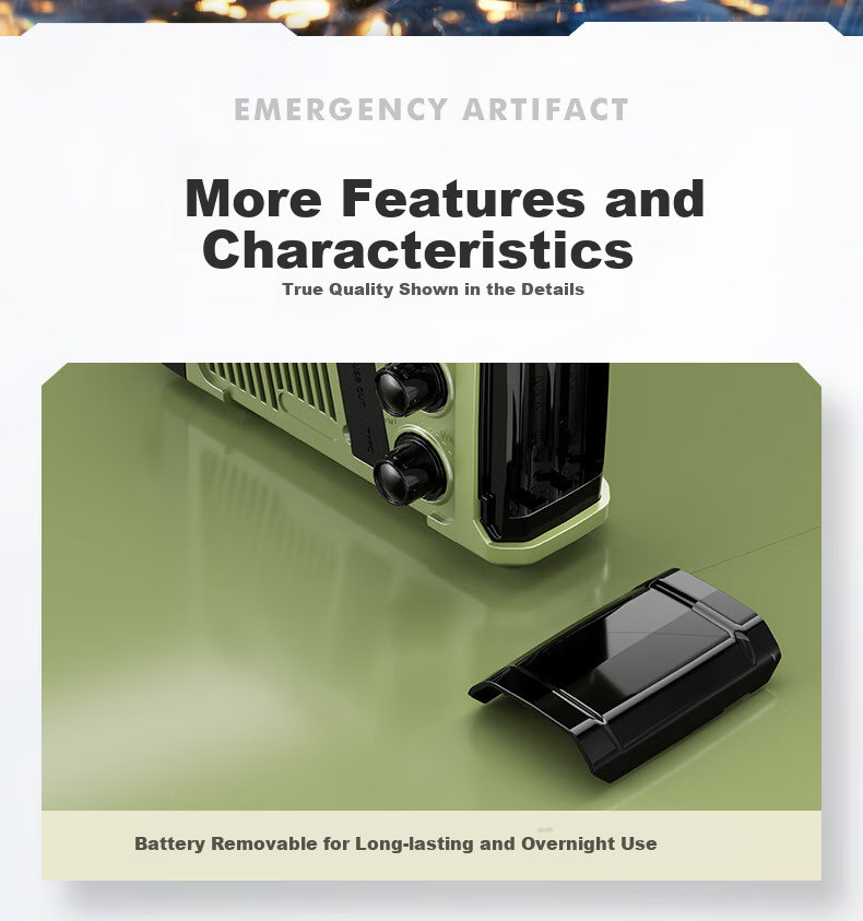 AIC Hand-Crank Generator Radio Flashlight Solar Bluetooth Portable Multifunctional Emergency Disaster Rescue Kit 9