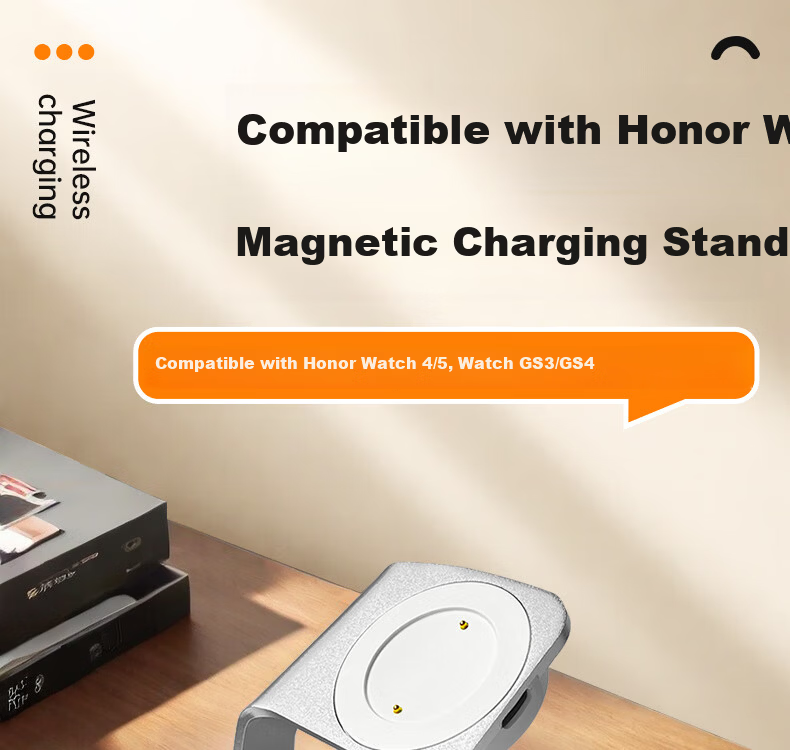 Chaofan Aluminum Alloy Magnetic Charging Dock Stand 2-in-1 for Honor Watch5/4/GS3/GS4 Smartwatch Charger Cable Holder 1