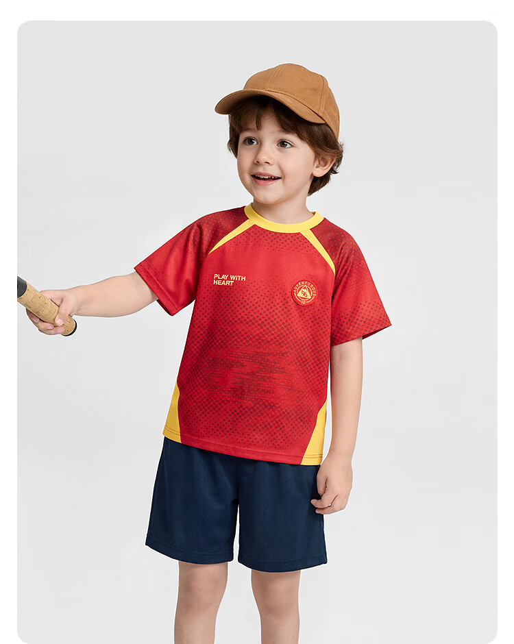 Balabala Kids Short Sleeve Set Boys Girls Baby 2-Piece Summer 2026 Football Jersey and Shorts Moisture-Wicking Quick-Dry 22