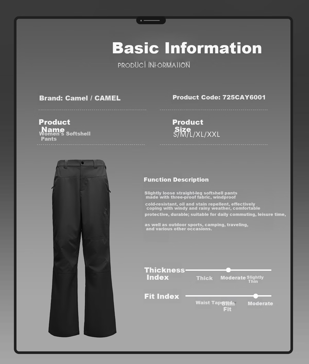 CAMEL Dilireba Edition Women's Softshell Pants 2025 New Outdoor Windproof Water-Repellent Breathable Trousers 6001 12