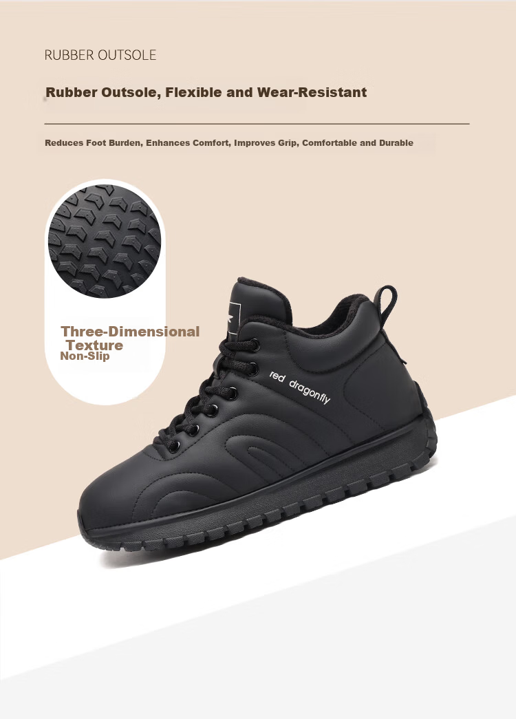 Red Dragonfly Women's Sports Shoes Fleece Lined Warm Casual Lightweight Travel Shoes Soft Sole Wear-Resistant EXC450771 Black Size 38 7