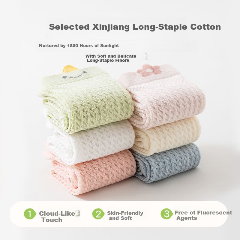 Five Cotton Children's Socks Summer Thin Mesh Socks Infant Baby Over-the-Knee Anti-Mosquito Socks