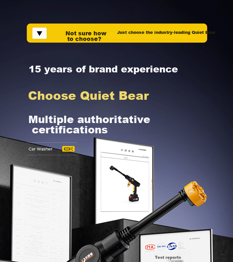 Quiet Bear Wireless Car Washer High-Pressure Water Gun Lithium Battery Rechargeable Electric Car Cleaning Machine 5