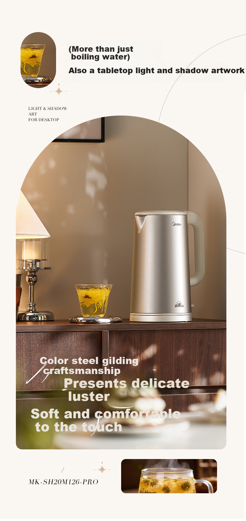 Midea Electric Kettle 2200W Fast Boil Double Stainless Steel Auto Shut-Off 316L Baby-Grade Stainless Steel 2L Large Capacity MK-SH20M126-PRO 12