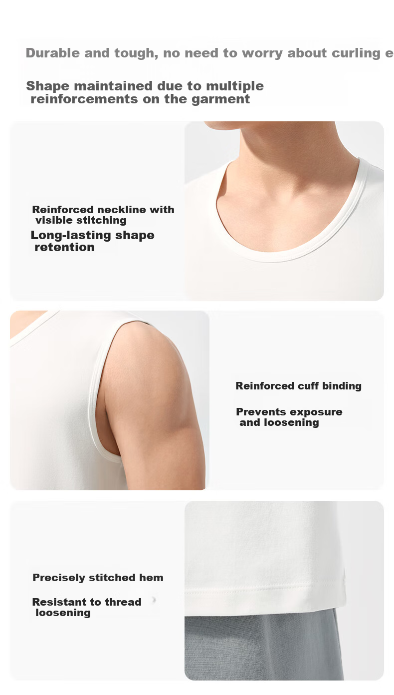PurCotton Men's Antibacterial Wide-Shoulder Tank Top T-Shirt Base Layer 2-Pack 10