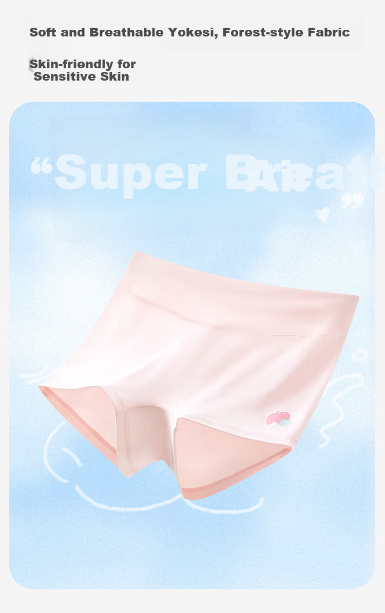 Jiusuiban Girls' Developmental High-Waist Antibacterial Cotton Underwear, A-Class Protective Belly Boxer Shorts for Teenage Girls, Size 7A 6