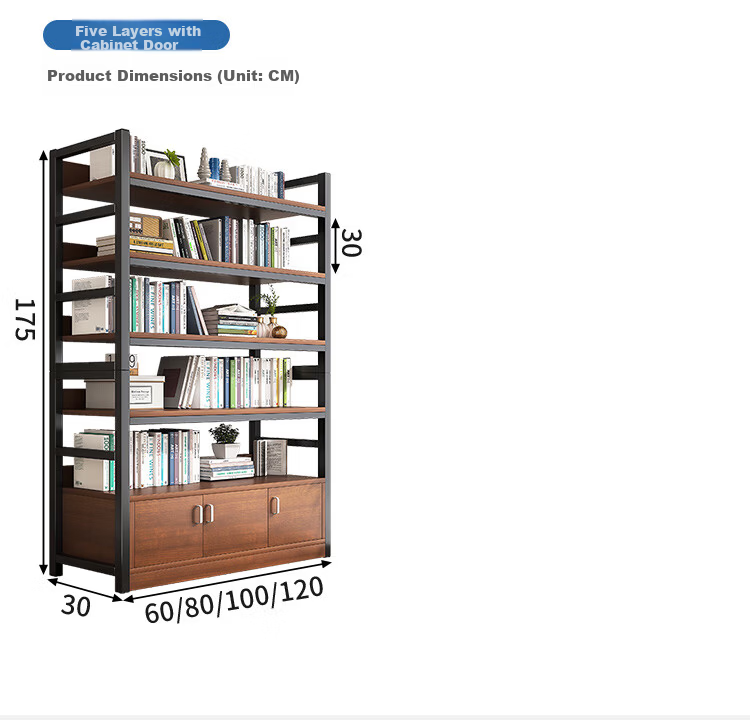 MSFE Steel Bookshelf Storage Rack Floor-standing Wall-mounted Multi-layer Display Shelf Six-tier 80*32*190cm 24