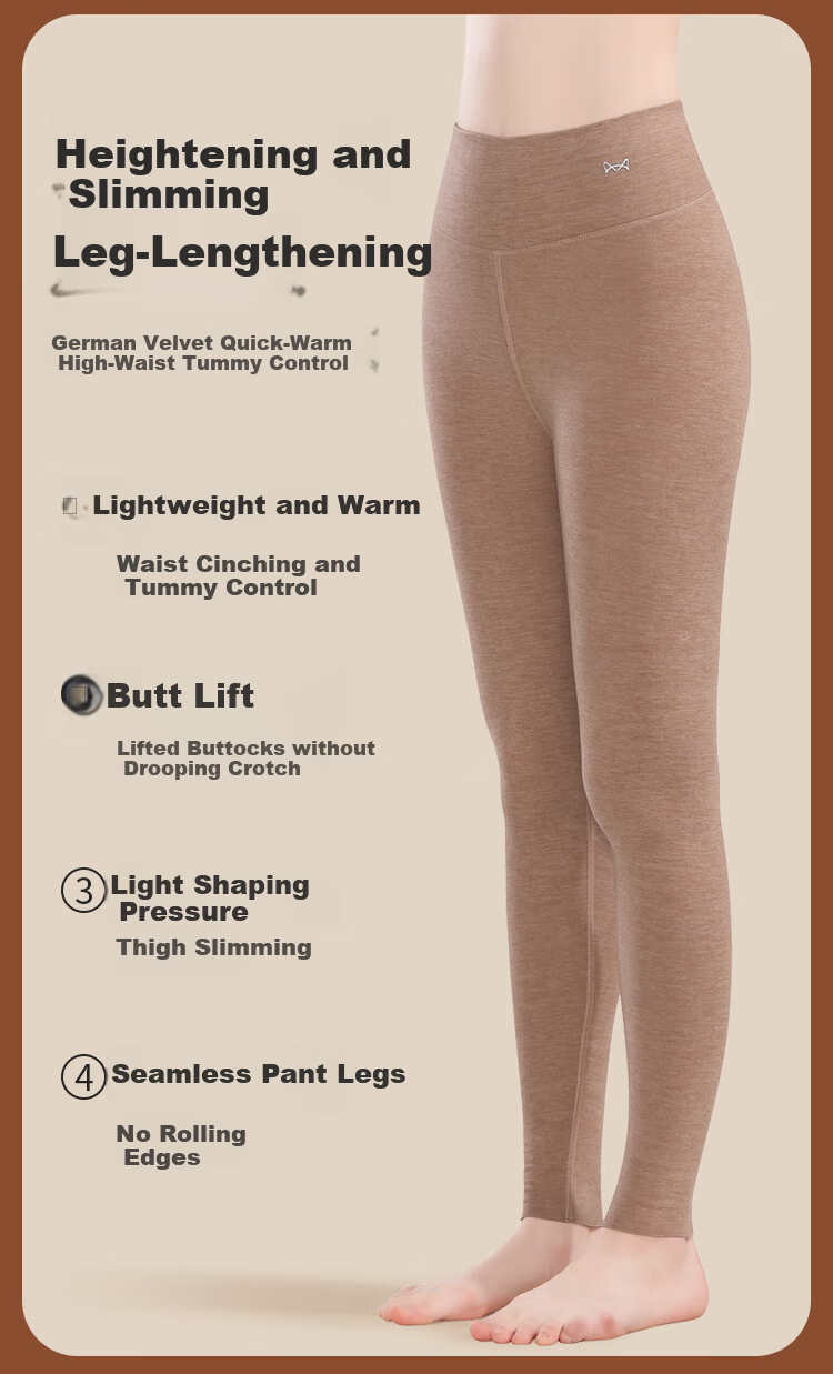 MiiOW Cashmere And Silk Thermal Underwear for Women, Warm Seamless Leggings, High-Waisted Slimming Base Layer Pants, New 2026 Peach Pink 3