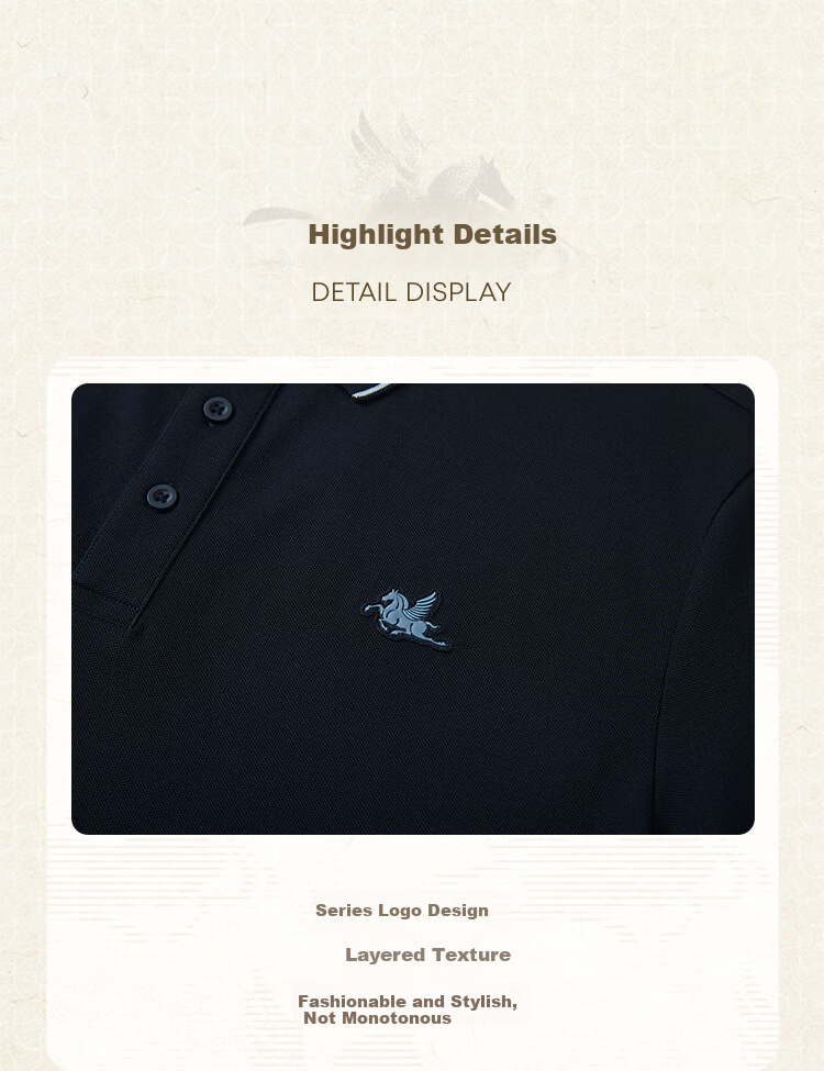 HLA Heilan Home Men's Short Sleeve Polo Shirt 2026 New Arrival Ma Dao Fa Cai Collar Cool Breathable Summer Short Sleeve 3