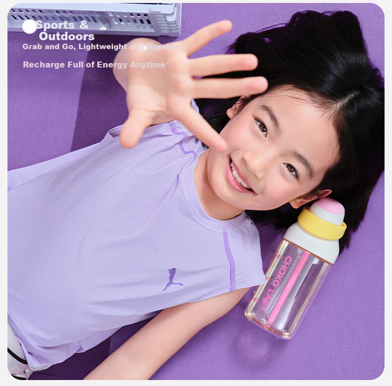 Chakolab Children's Straw Cup PPSU Water Bottle Food Grade School Dual Drink Lid Kada Cup Sea Salt Pink Lychee 550ml 18