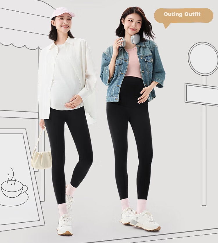 PurCotton Maternity Autumn Winter Seamless Stretch High Waist Supportive Shark Pants Black 175 12