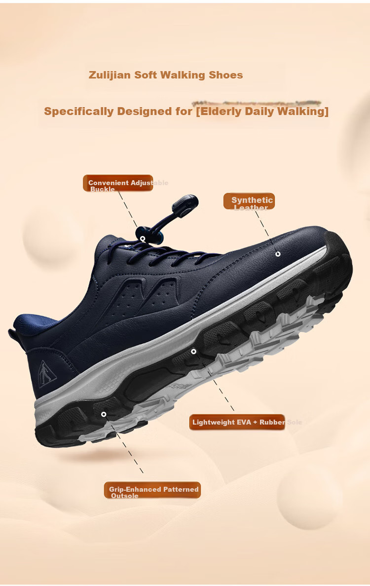 Zulijian 2026 New Autumn Winter Leather Casual Shoes Lightweight Soft Sole Dad Shoes Outdoor Middle-aged and Elderly Non-slip Sports Men's Shoes 4