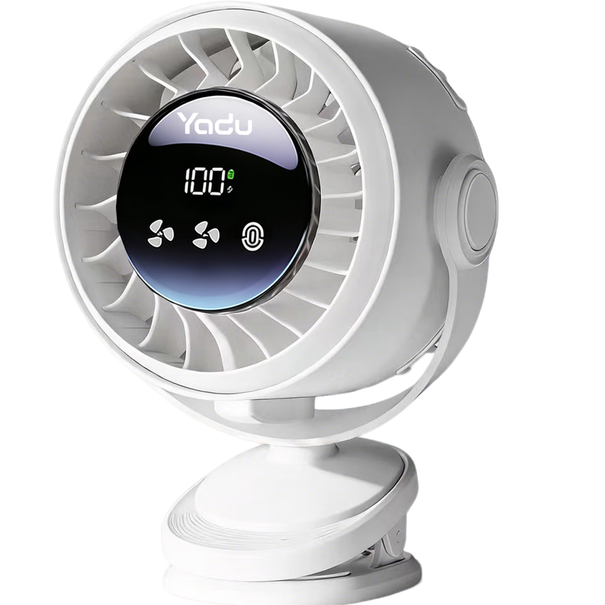 YADU Small Desktop Fan Portable Mini Electric Fan Circulating Fan Office Student Dormitory Long Battery Life USB Rechargeable 100-Speed Digital Display 3600mAh White