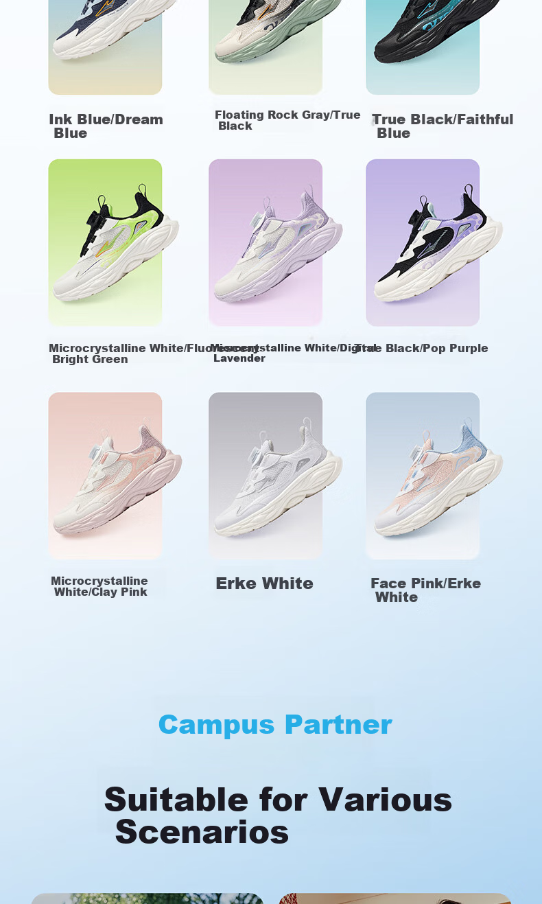 ERKE Kids Boys Girls Sports Shoes Children's Lightweight Running Shoes Microcrystalline White/Clay Pink Size 35 14