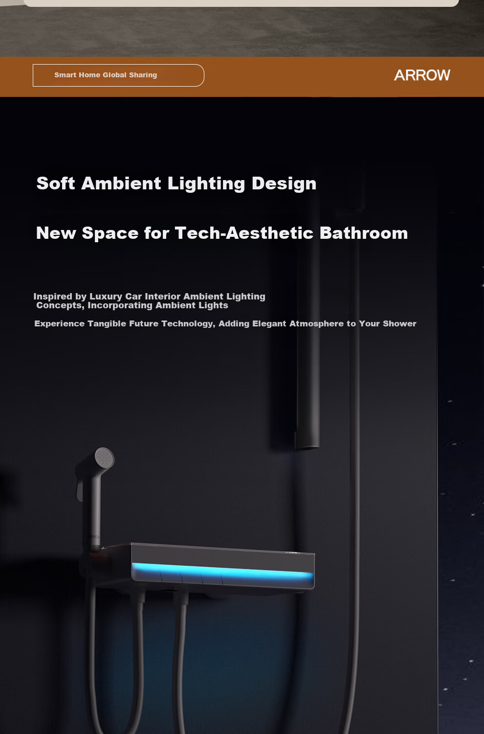 ARROW F600 Three-Function Shower Head with Piano Key Large Storage and Pressure Boosting Spray Set AE33185MZGGSP-P 8
