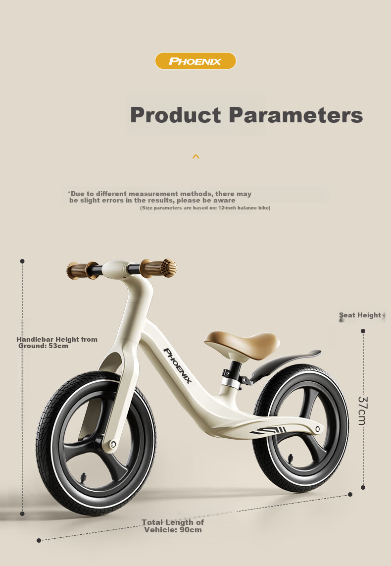 Phoenix Children's Balance Bike with Shock Absorption, for Ages 2-3 Kids' Scooter, 14-Inch Gift 12