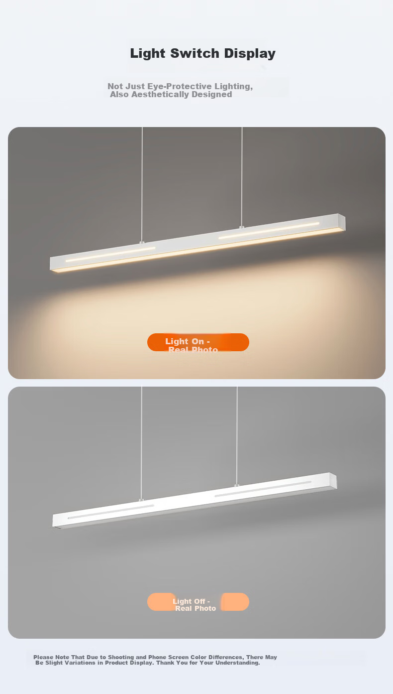 GUJIA Restaurant Pendant Light Linear Dining Bar Eye Protection Full Spectrum Light Source White 100CM - Tri-color [Installation Included] 14