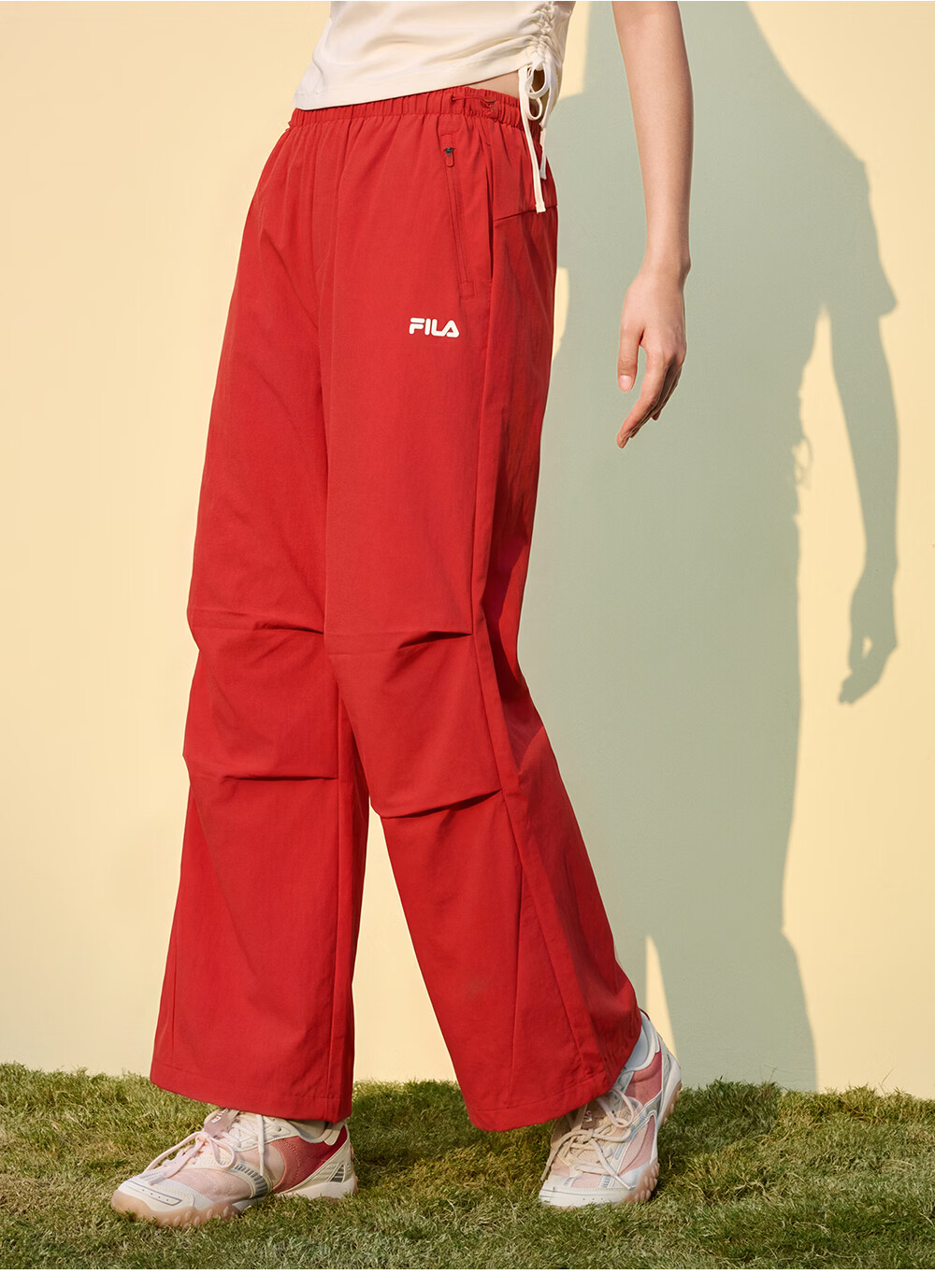 FILA Women's Woven Long Pants 2026 Summer Casual Loose Cool Sun-Protective Straight-Leg Trousers [Han So-hee Style] 29
