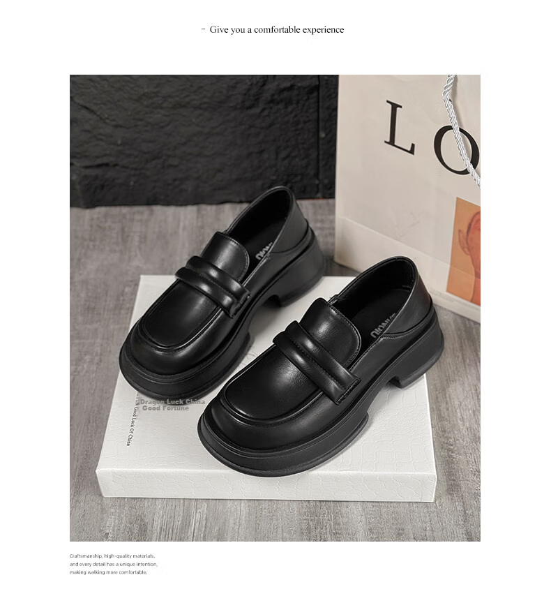 Global Lefu Women's Black Versatile Leather Shoes British Style Mary Jane Flats 4