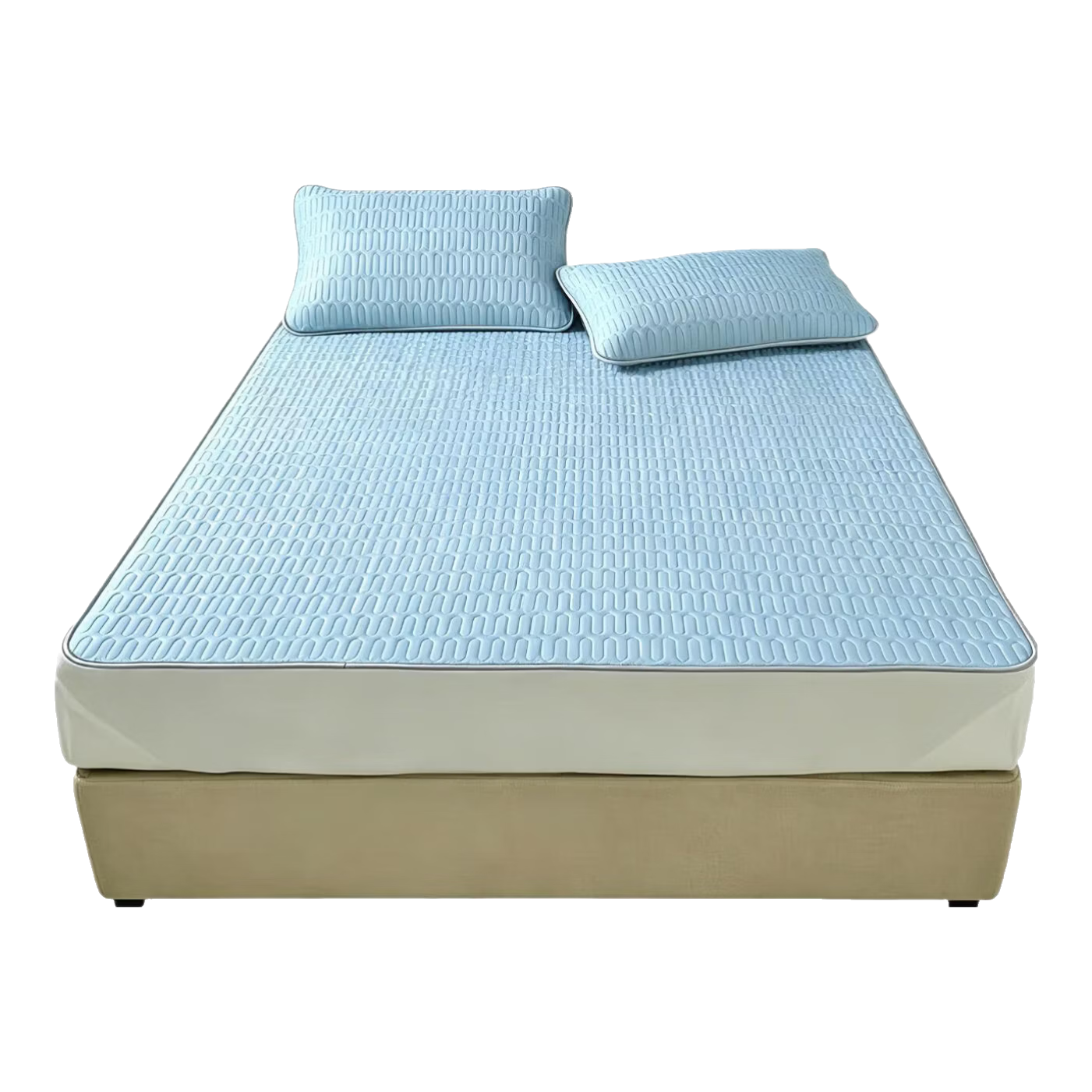 Ranpai Latex Mat Cooling Mat Three-Piece Set, Class A Baby Ice Silk Soft Mat, Washable Cooling Mat for Summer, 1.8*2 Meter Bed Sheet Style