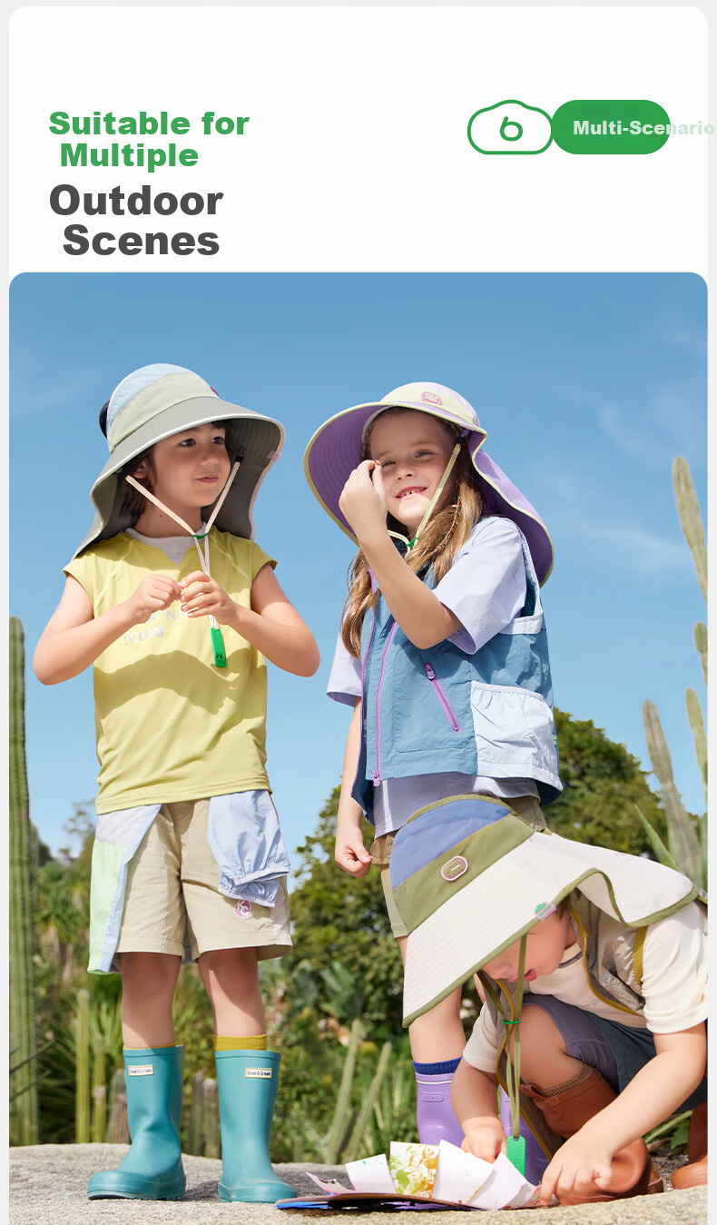 Kocotree KK Tree Kids Sun Protection Hat UV Protection Genuine Yarn Breathable Wide Brim Summer Sun Hat for Boys and Girls 16