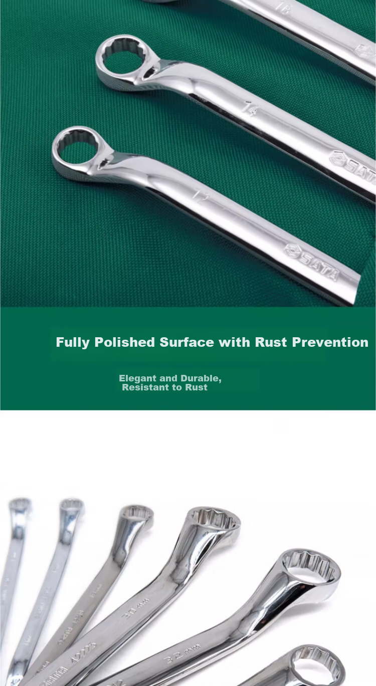 SATA 11-Piece Fully Polished Double-Ended High-Neck Combination Wrench Set 5.5X7-30X32mm 08012 2