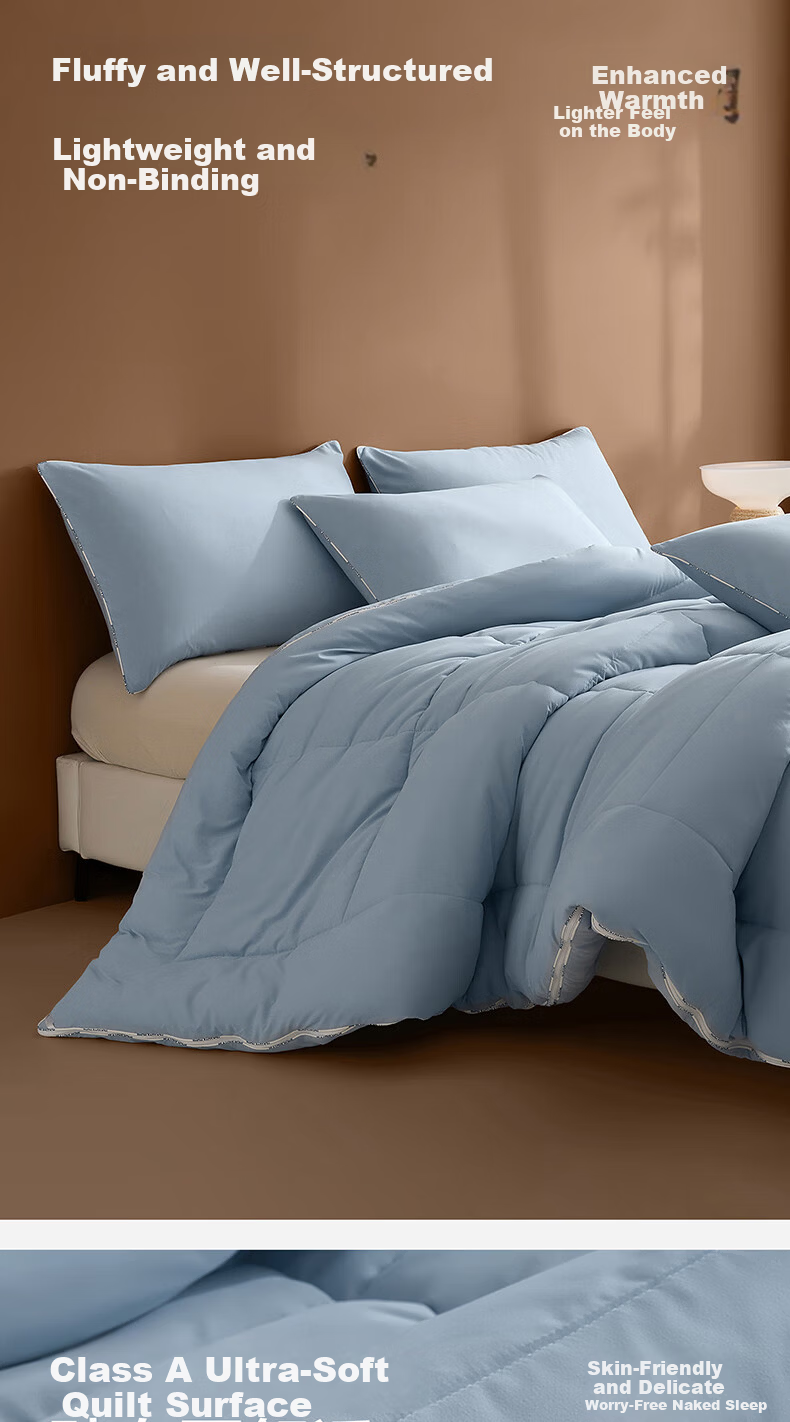 HLA 7A Antibacterial Soy Fiber Quilt 2-in-1 Mother and Child Quilt Autumn Winter Quilt Core Blue Approx. 8 Jin 150*200cm 4