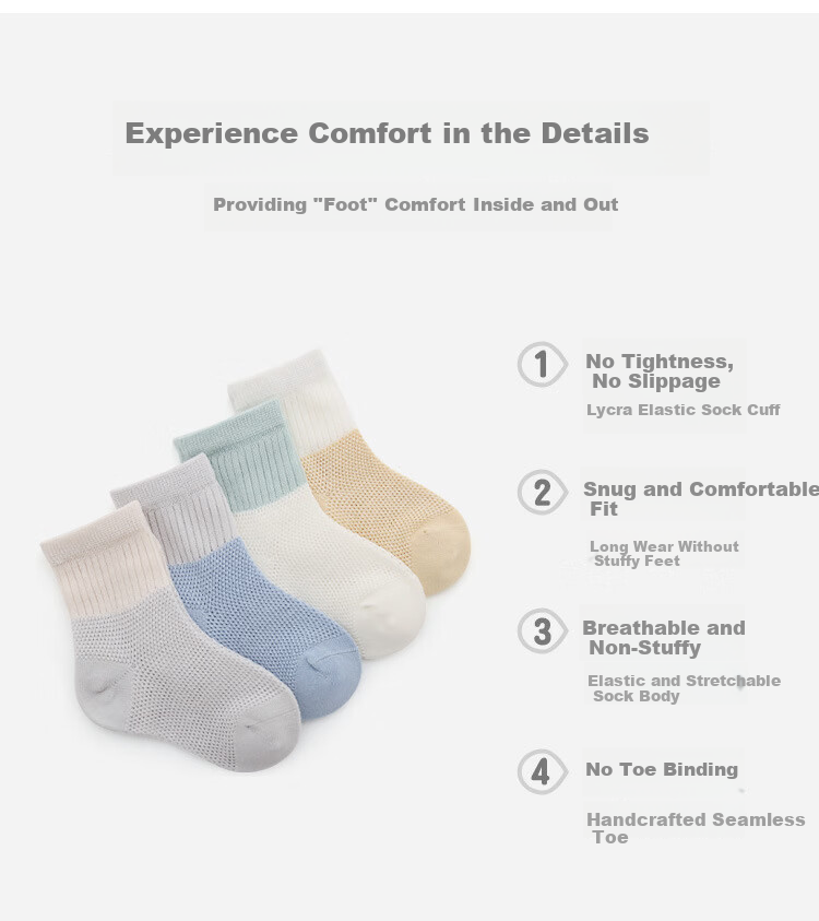 Five-Petal Cotton Children's Socks Spring Summer Mesh Thin Baby Socks Seamless Breathable Newborn Socks Class A 2