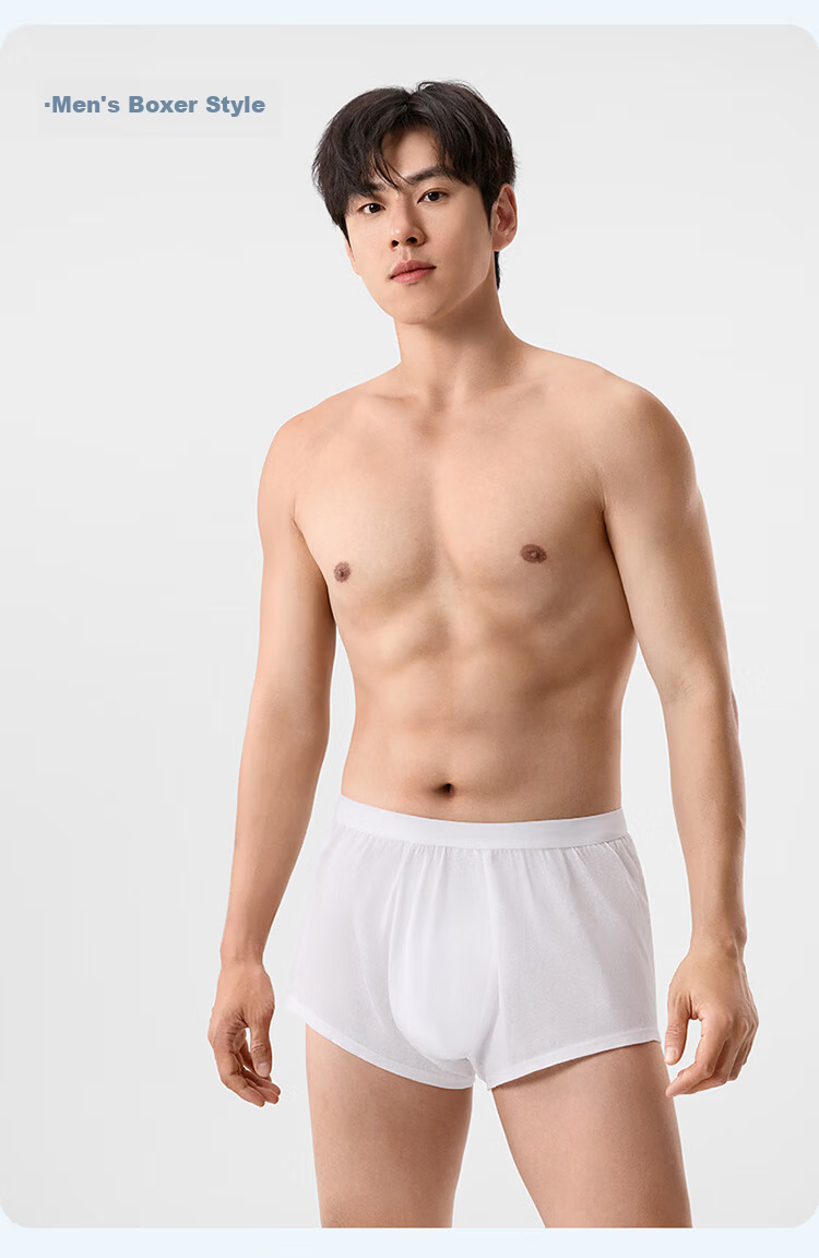 PurCotton Men's Disposable Cotton Boxer Briefs Travel Portable Business Trip Wash-Free Lint-Free 12